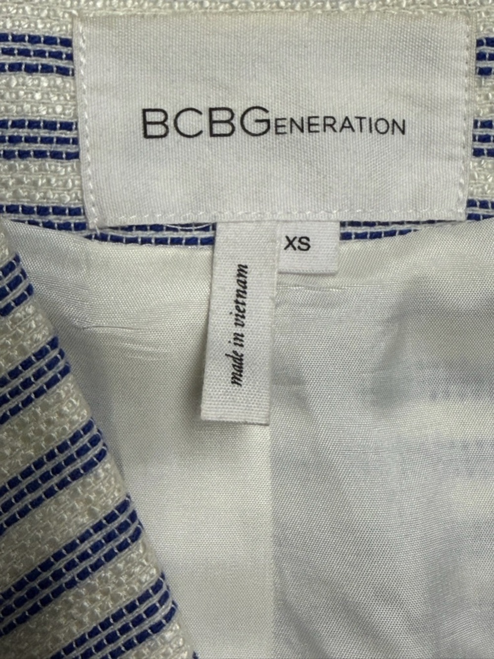 BCBGeneration Navy & White Striped Sleeveless Blazer Vest - Picture 5 of 9